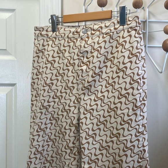 We the Free - Vintage Style Pattern Wide Legged Flared Pants - Brown / Cream 31 - Picture 3 of 14